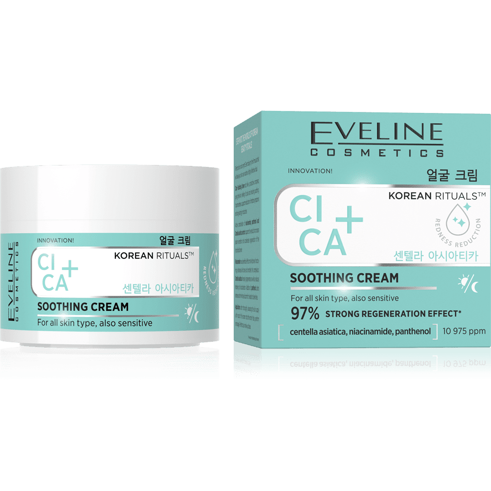 EVELINE Korean Rituals Cica+ raminamasis kremas visiems odos tipams, 50ml. - veidui-Damų Kampelis