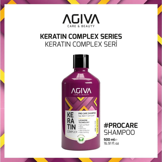 AGIVA Keratin Complex stiprinantis plaukų šampūnas 500 ml - kūnui - Damų Kampelis