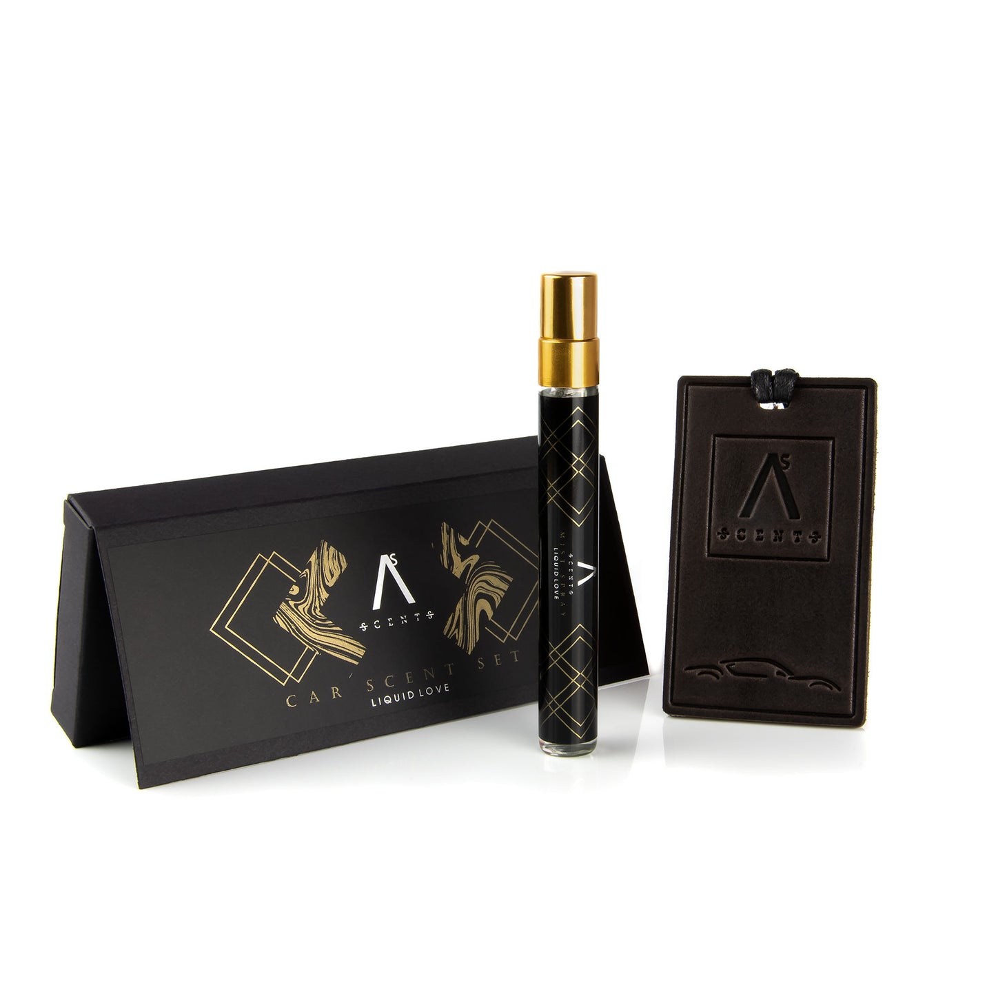 ASScents kvapų rinkinys automobiliui Harmony. Natūralios odos kortelė+10 ml purškiklis - kvapai - Damų Kampelis
