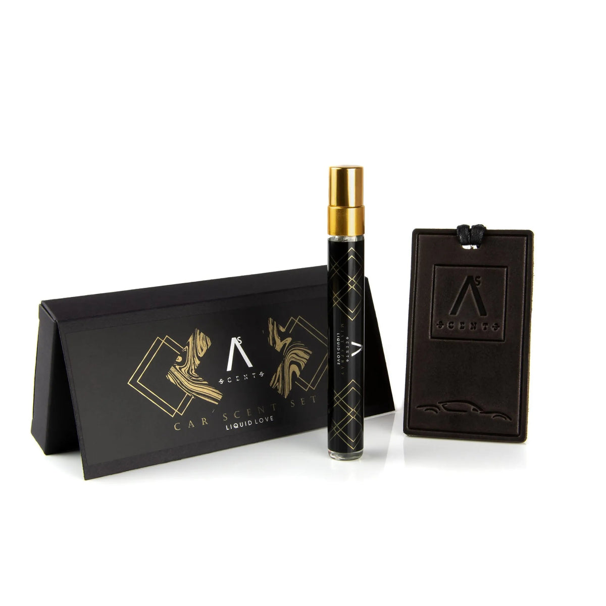 ASScents kvapų rinkinys automobiliui Harmony. Natūralios odos kortelė+10 ml purškiklis - kvapai - Damų Kampelis