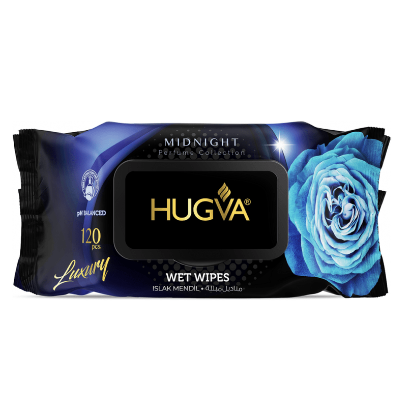 HUGVA Midnight perfumuotos servetėlės 120vnt. - kūnui - Damų Kampelis