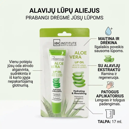 IDC INSTITUTE lūpų aliejus Alavijas (Aloe Vera), 17 ml-Lūpų priežiūra-Damų Kampelis