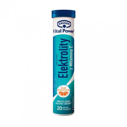 KRUGER Vital Power maisto papildas tirpūs elektrolitai, 20 šnypščiųjų tablečių - sveikatai - Damų Kampelis