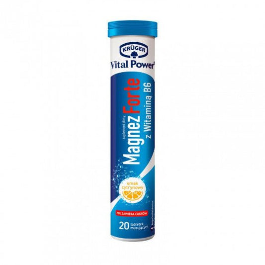 KRUGER Vital Power maisto papildas Magnis Forte su vitaminu B6, 20 šnypščiųjų tablečių - sveikatai - Damų Kampelis
