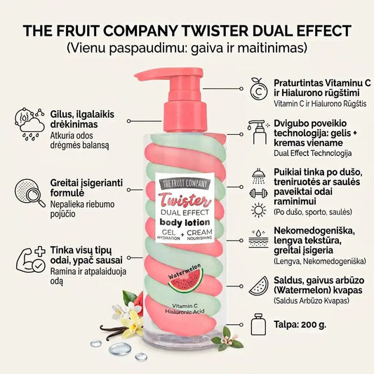 THE FRUIT COMPANY Twister Dual Effect kūno losjonas Watermelon, 200 g-Kūnui-Damų Kampelis