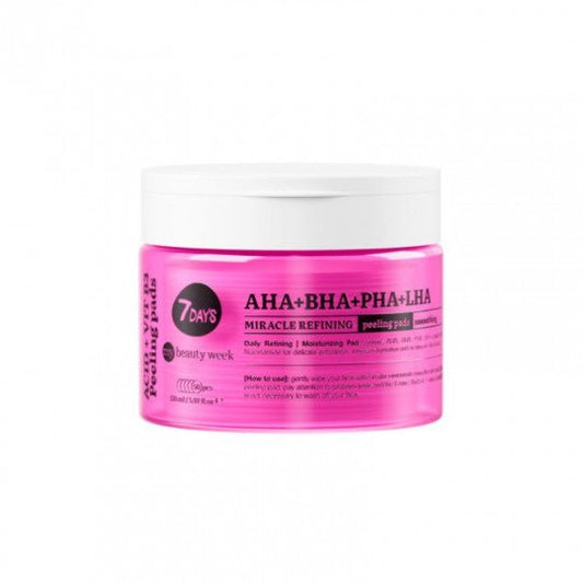 7 DAYS My Beauty Week šveičiamieji veido padeliai AHA+BHA+PHA+LHA, 50 vnt., 150 ml - veidui - Damų Kampelis