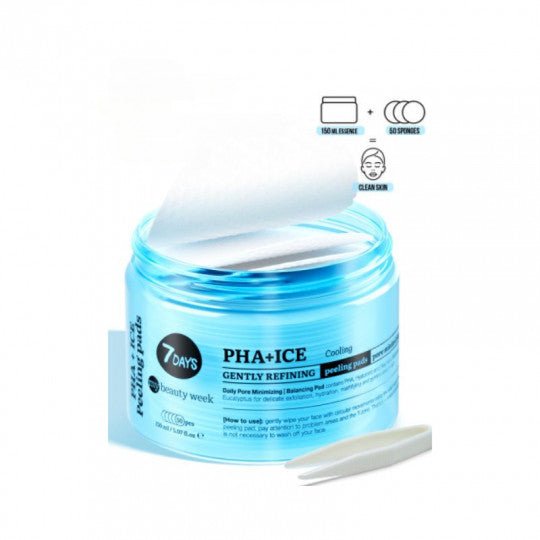 7 DAYS My Beauty Week švelniai šveičiantys vėsinantys padeliai veidui PHA+ICE, 50 vnt., 150 ml - veidui-Damų Kampelis