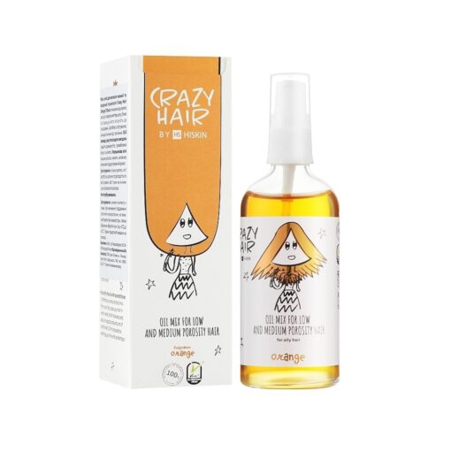 Crazy Hair Aliejų mišinys mažo ir vidutinio poringumo plaukams su apelsinų kvapu, 100 ml.