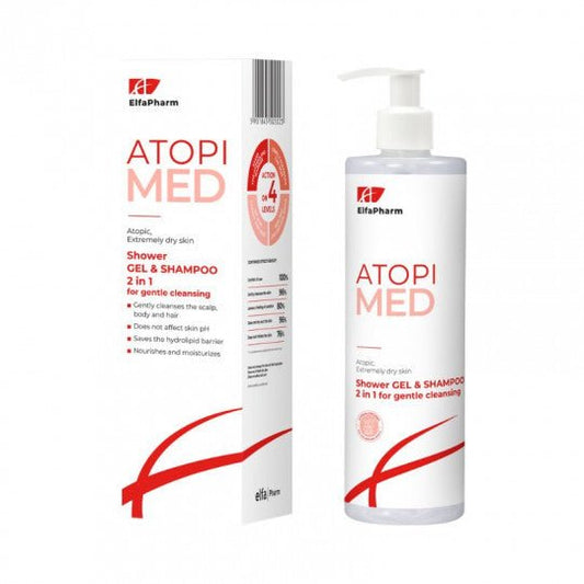 ELFA PHARM ATOPI MED šampūnas ir dušo želė 2 - in - 1, 400 ml - kūnui - Damų Kampelis