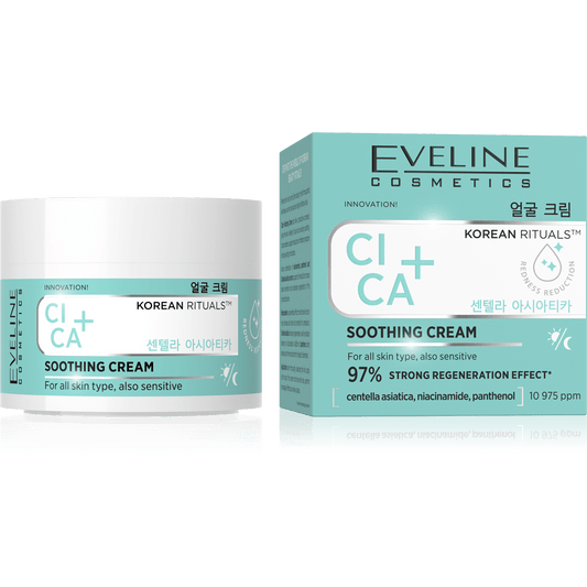 EVELINE Korean Rituals Cica+ raminamasis kremas visiems odos tipams, 50ml. - veidui-Damų Kampelis