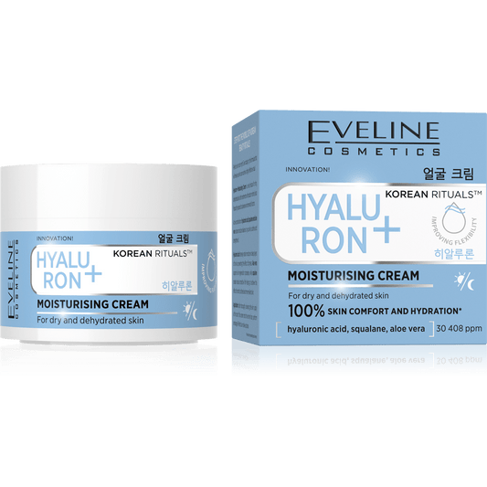 EVELINE Korean Rituals Hyaluron+ drėkinamasis veido kremas sausai ir dehidratuotai odai, 50ml. - veidui-Damų Kampelis