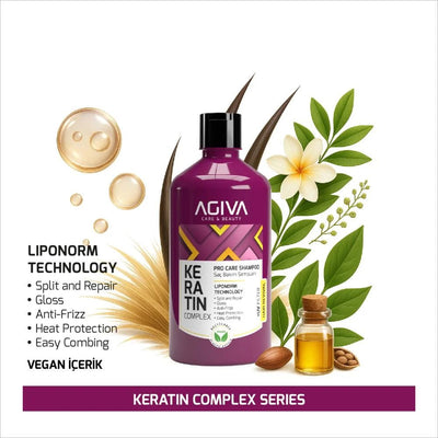 AGIVA Keratin Complex stiprinantis plaukų šampūnas 500 ml - kūnui - Damų Kampelis