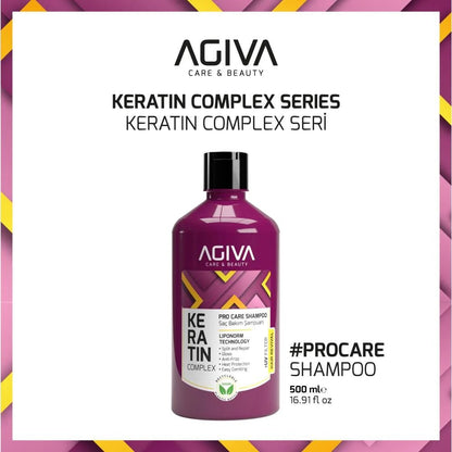 AGIVA Keratin Complex stiprinantis plaukų šampūnas 500 ml - kūnui - Damų Kampelis
