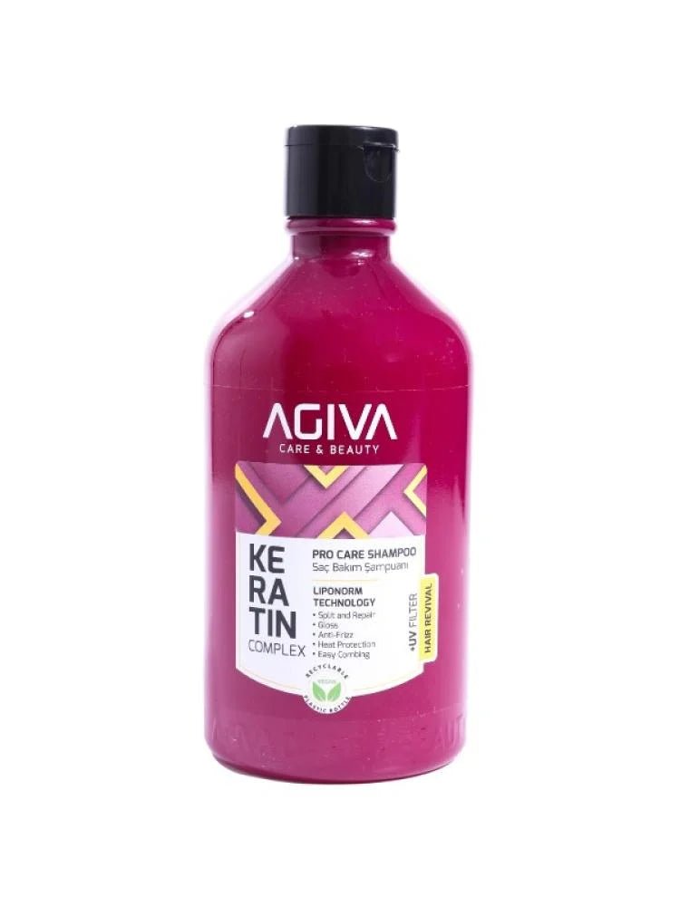 AGIVA Keratin Complex stiprinantis plaukų šampūnas 500 ml - kūnui - Damų Kampelis