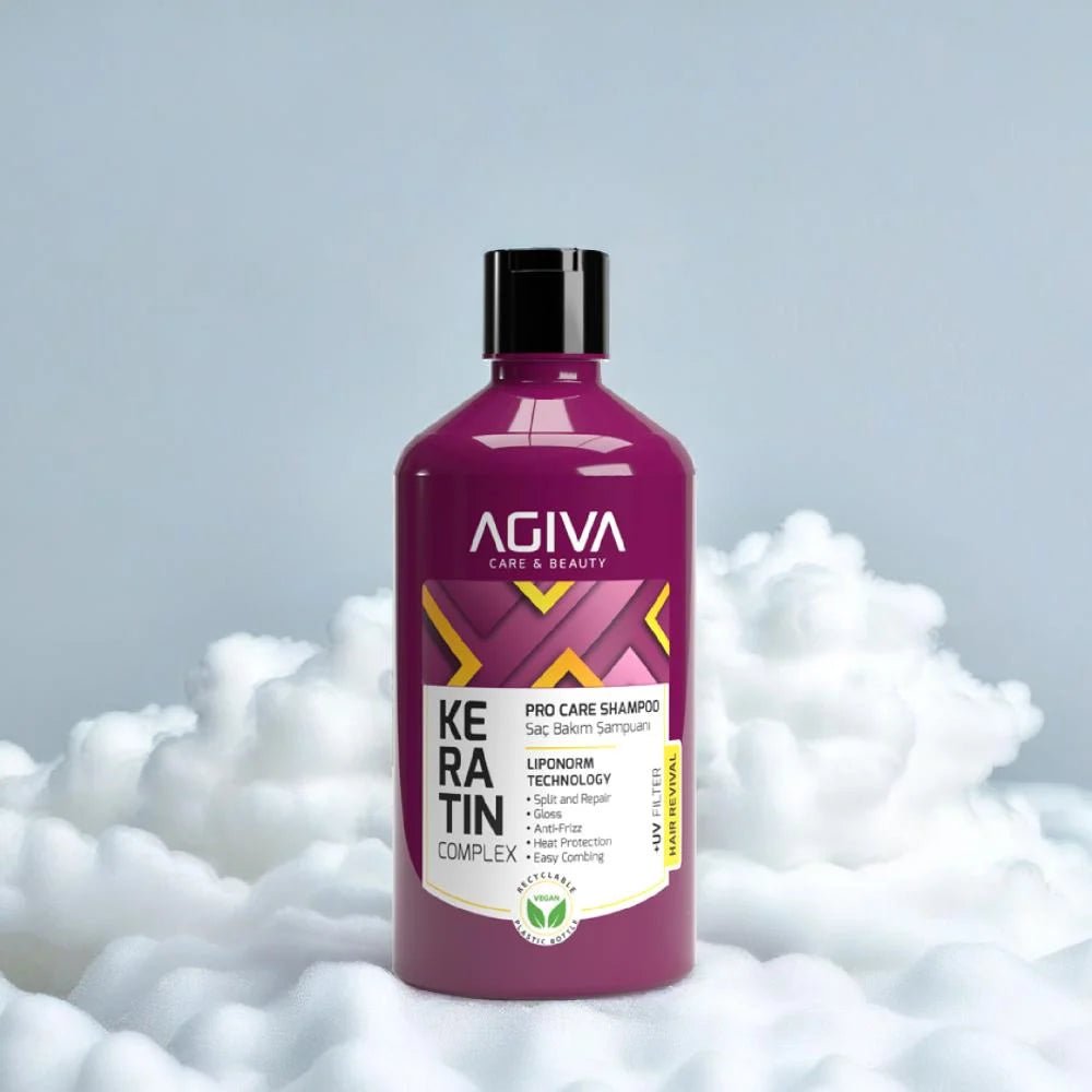 AGIVA Keratin Complex stiprinantis plaukų šampūnas 500 ml - kūnui - Damų Kampelis