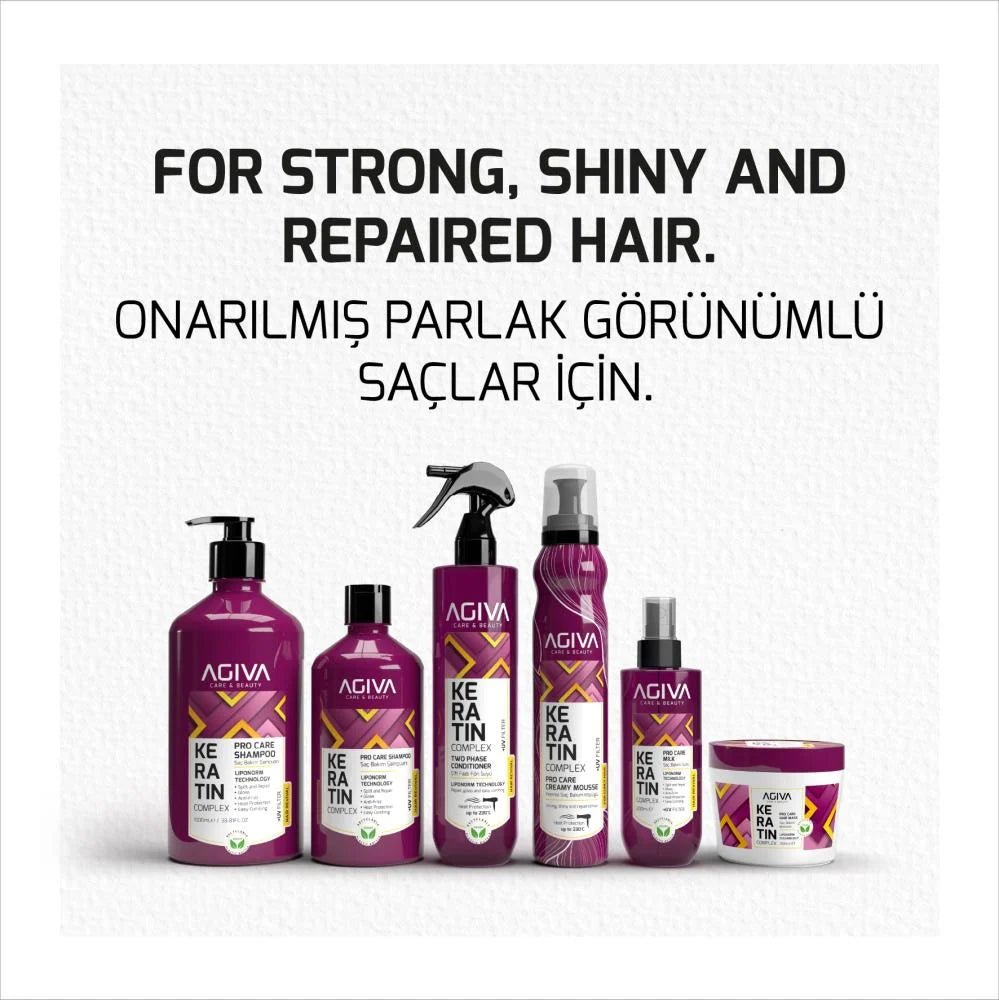 AGIVA Keratin Complex stiprinantis plaukų šampūnas 500 ml - kūnui - Damų Kampelis