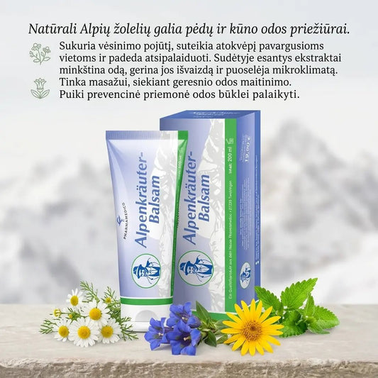 Alpine Herbs balzamas nuo sąnarių ir raumenų skausmo bei traumų, 200 ml-Sveikatai-Damų Kampelis