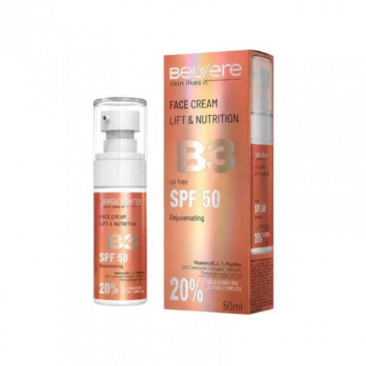 BELLE JARDIN Belvere B3 veido kremas atgaivinantis su SPF50, 50 ml-Veidui-Damų Kampelis