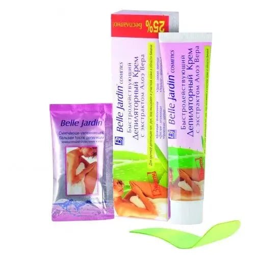 BELLE JARDIN Depiliuojamasis kremas su alavijų ekstraktu, 125ml - kūnui - Damų Kampelis
