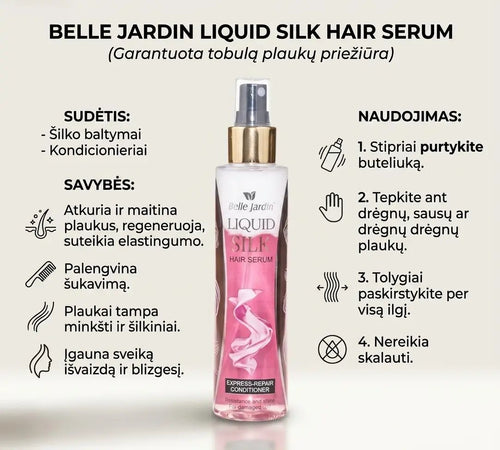 Belle Jardin skystas plauką atgaivinantis šilko serumas, 160 ml.-Plaukams-Damų Kampelis
