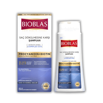 Bioblas šampūnas nuo plaukų slinkimo su procianidinu ir biotinu, sausiems ir normaliems plaukams, 360 ml-Plaukams-Damų Kampelis