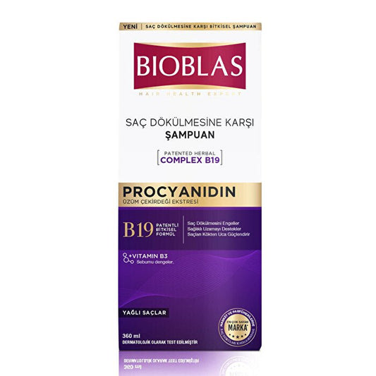Bioblas šampūnas Procyanidin & Micellar riebiems plaukams, 360 ml-Plaukams-Damų Kampelis