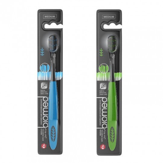 Biomed Black dantų šepetėlis x1 (medžio anglies šereliai) MEDIUM-Sveikatai-Damų Kampelis