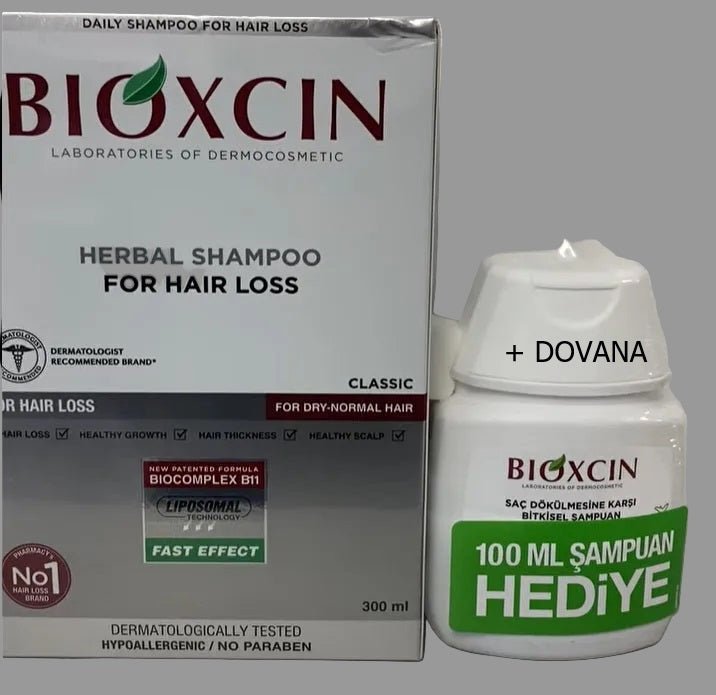 BIOXCIN šampūnas nuo plaukų slinkimo , 300 ml + DOVANA 100 ml kelioninis šampūnas-Plaukams-Damų Kampelis