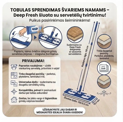 DEEP FRESH šluota su sistema drėgnoms grindų servetėlėms tvirtinti, 1 vnt.-Namams-Damų Kampelis