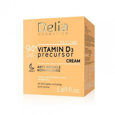 DELIA kremas veidui naktinis normalizuojantis Vitamin D3, 50 ml - veidui - Damų Kampelis