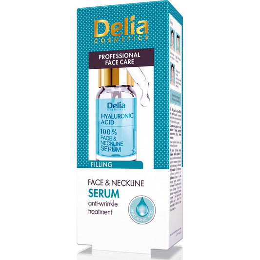 DELIA Professional Care Hialurono rūgšties serumas veidui, kaklui ir dekoltė nuo raukšlių 10 ml. - veidui-Damų Kampelis