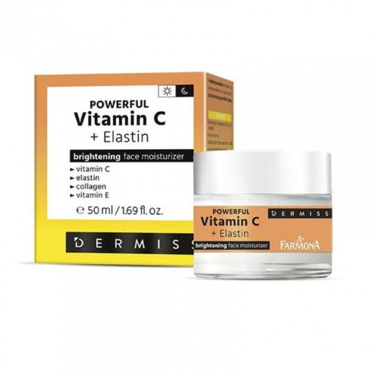 DERMISS veido drėkiklis šviesinamasis su vitaminu C ir elastinu, 50 ml-Veidui-Damų Kampelis