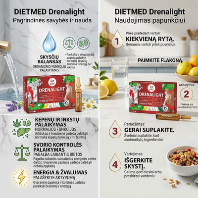 DIETMED maisto papildas DRENALIGHT, 20x15 ml