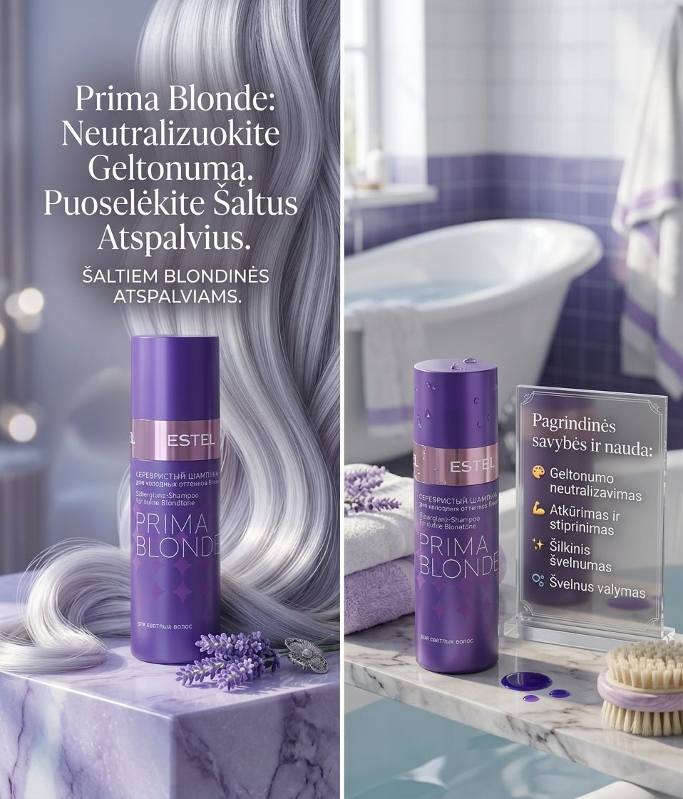 ESTEL Prima Blonde šampūnas šaltiems blondinės atspalviams, 250 ml-Plaukams-Damų Kampelis
