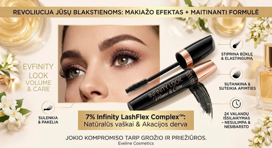 Eveline Infinity Look Volume Care tušas-serumas blakstienoms, 7 ml-Veidui-Damų Kampelis