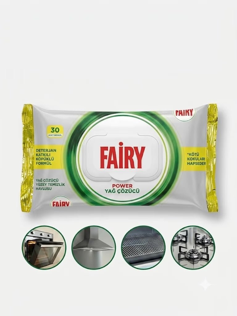 Fairy Power virtuvės valymo ir riebalų šalinimo servetėlės, 30 vnt.-namams-Damų Kampelis