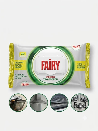 Fairy Power virtuvės valymo ir riebalų šalinimo servetėlės, 30 vnt.-namams-Damų Kampelis