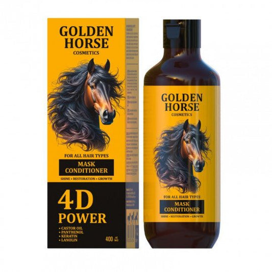 GOLDEN HORSE kaukė - kondicionierius visų tipų plaukams 4D Power, 400 ml - plaukams - Damų Kampelis