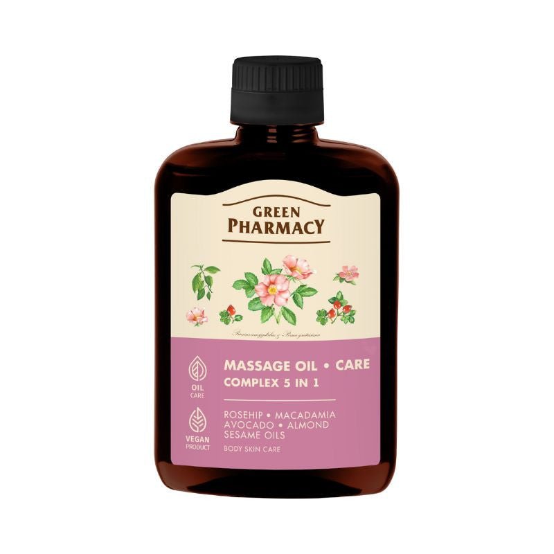 GREEN PHARMACY masažo aliejus Priežiūros kompleksas 5in1, 200 ml - kūnui - Damų Kampelis