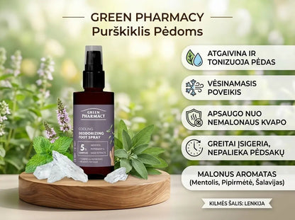 GREEN PHARMACY purškiklis pėdoms vėsinamasis, 150 ml-Kūnui-Damų Kampelis