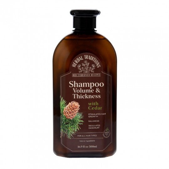 HERBAL TRADITIONS plaukų šampūnas su kedru, suteikiantis apimties ir tvirtumo plaukams, 500 ml-Plaukams-Damų Kampelis