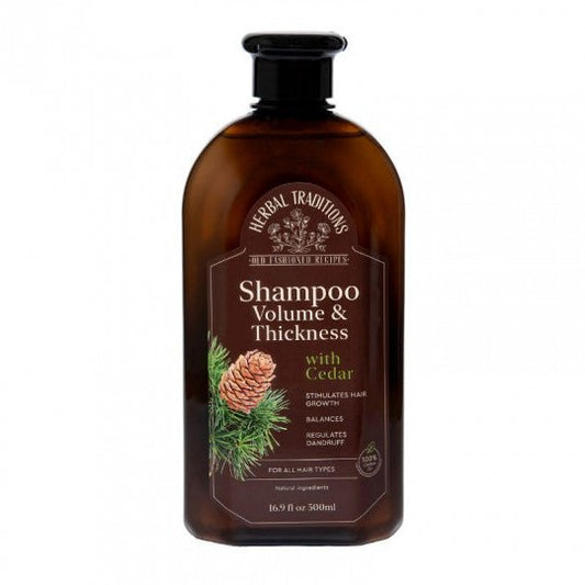 HERBAL TRADITIONS plaukų šampūnas su kedru, suteikiantis apimties ir tvirtumo plaukams, 500 ml-Plaukams-Damų Kampelis