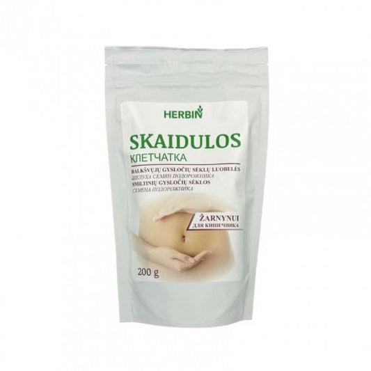 HERBIN Skaidulos žarnynui - Gysločių sėklų luobelės + Gysločių sėklos, 200 g-Sveikatai-Damų Kampelis