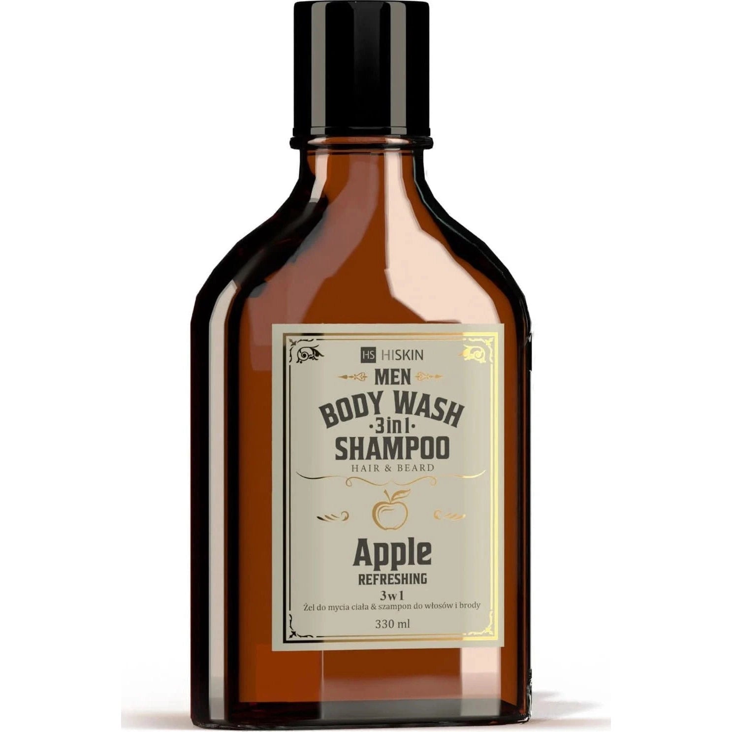 HISKIN Vyriškas kūno prausimosi gelis ir šampūnas plaukams ir barzdai 3in1, 330ml.(2 kvapų) - kūnui - Damų Kampelis