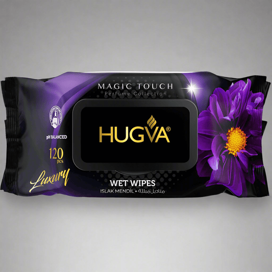HUGVA servetėlės - MAGIC TOUCH. Drėgnos, 120 vnt - kūnui - Damų Kampelis