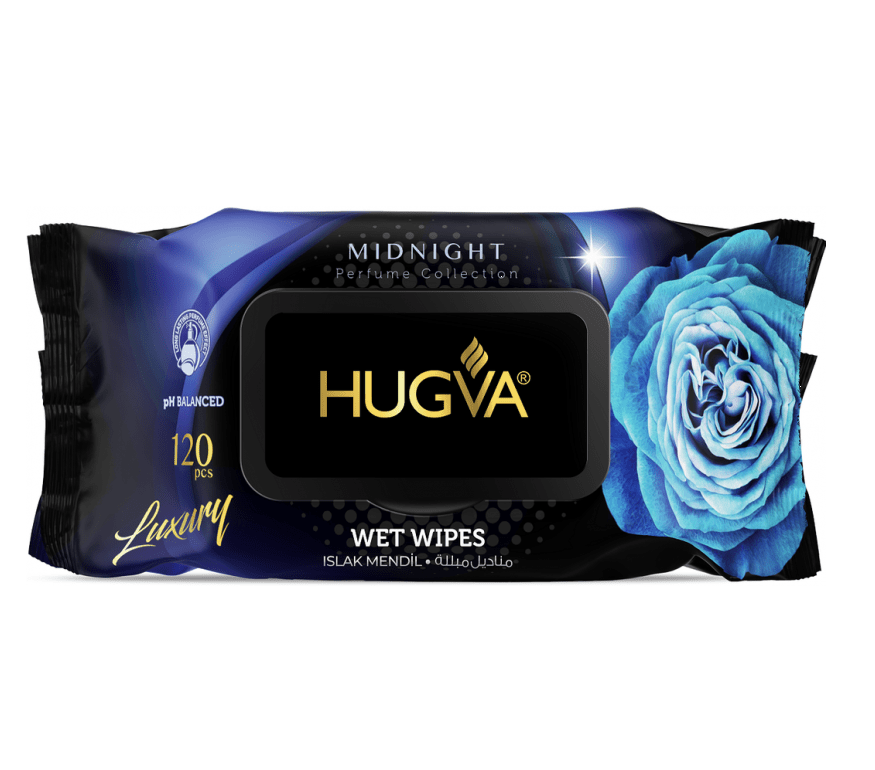HUGVA Midnight perfumuotos servetėlės 120vnt. - kūnui - Damų Kampelis