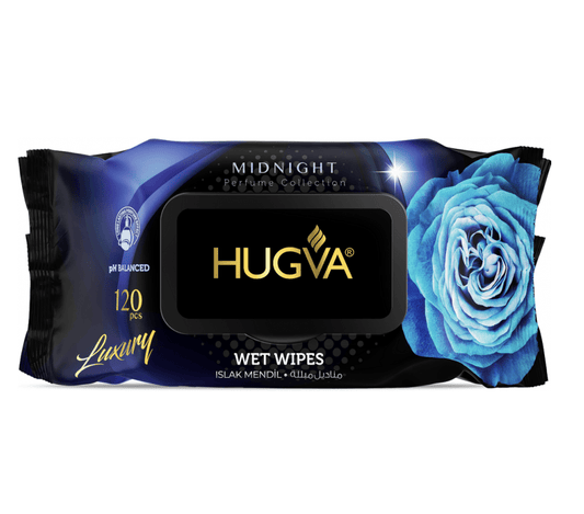 HUGVA Midnight perfumuotos servetėlės 120vnt. - kūnui - Damų Kampelis