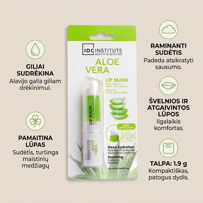 IDC INSTITUTE lūpų kaukė Alavijas (Aloe Vera), 1,9 g-Lūpų priežiūra-Damų Kampelis