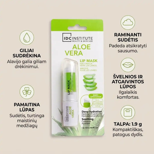 IDC INSTITUTE lūpų kaukė Alavijas (Aloe Vera), 1,9 g-Lūpų priežiūra-Damų Kampelis