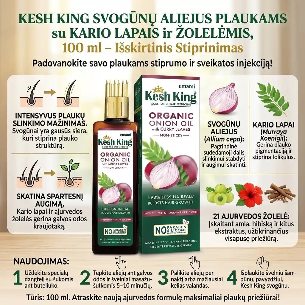 KESH KING svogūnų aliejus plaukams su kario lapais ir žolelėmis, 100 ml-Plaukams-Damų Kampelis